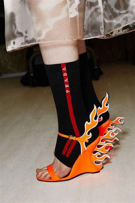 prada high heels flame|Prada chandelier shoes.